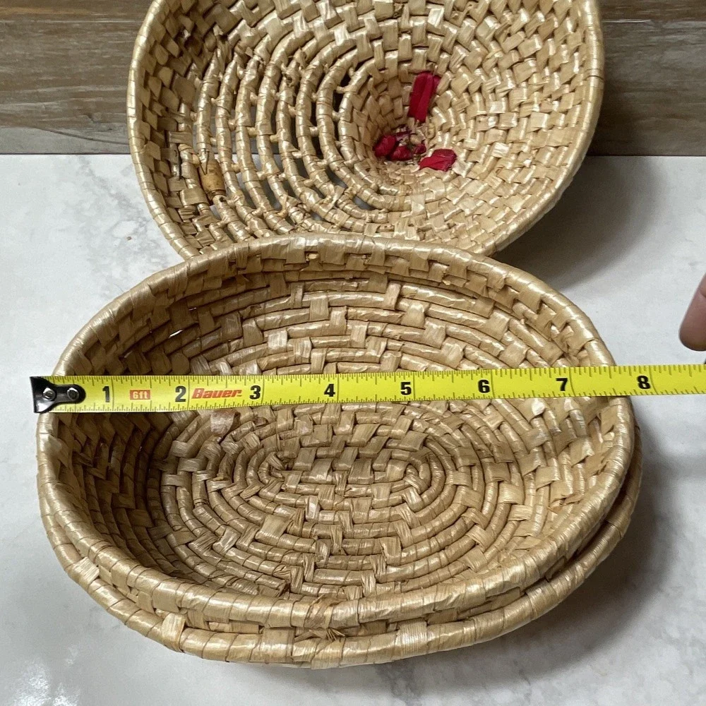 Round Wicker Lidded Chicken Basket Boho/ Farmhouse/ Country Cottage Decor